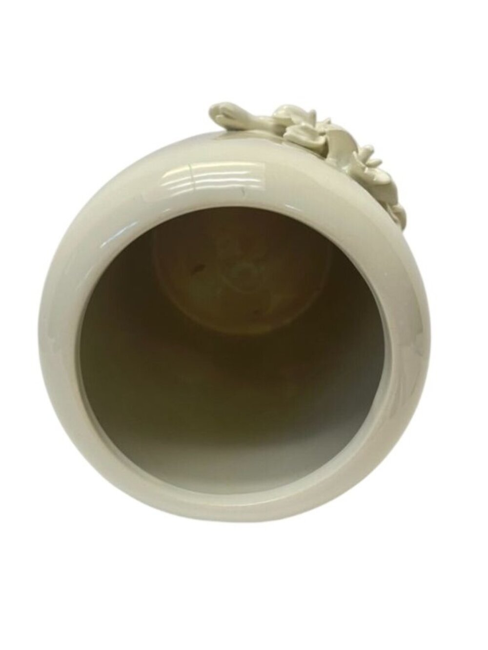 New White Ceramic Floral Relief Vase Modern Minimalist Decor - Picture 6 of 8